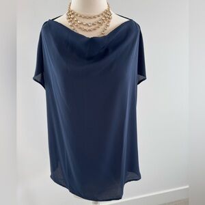 Ann Taylor factory Navy Blue Relaxed Short Sleeve Blouse